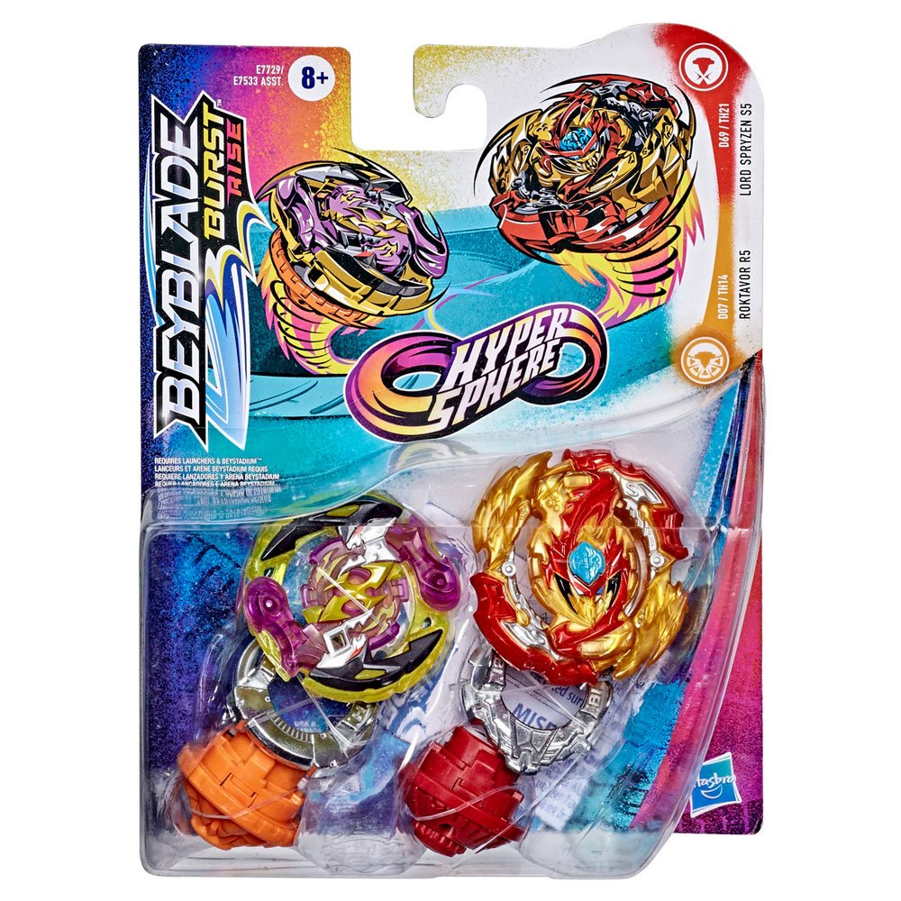 BEYBLADE BURST RISE HYPER SPHERE ROKTAVOR R5 AND LORD SPRYZEN S5