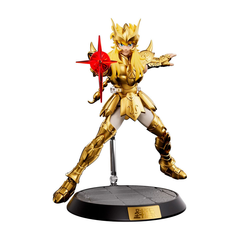 Figura Saint Seiya Milo de Escorpio en armadura dorada con base de exhibición Blokees
