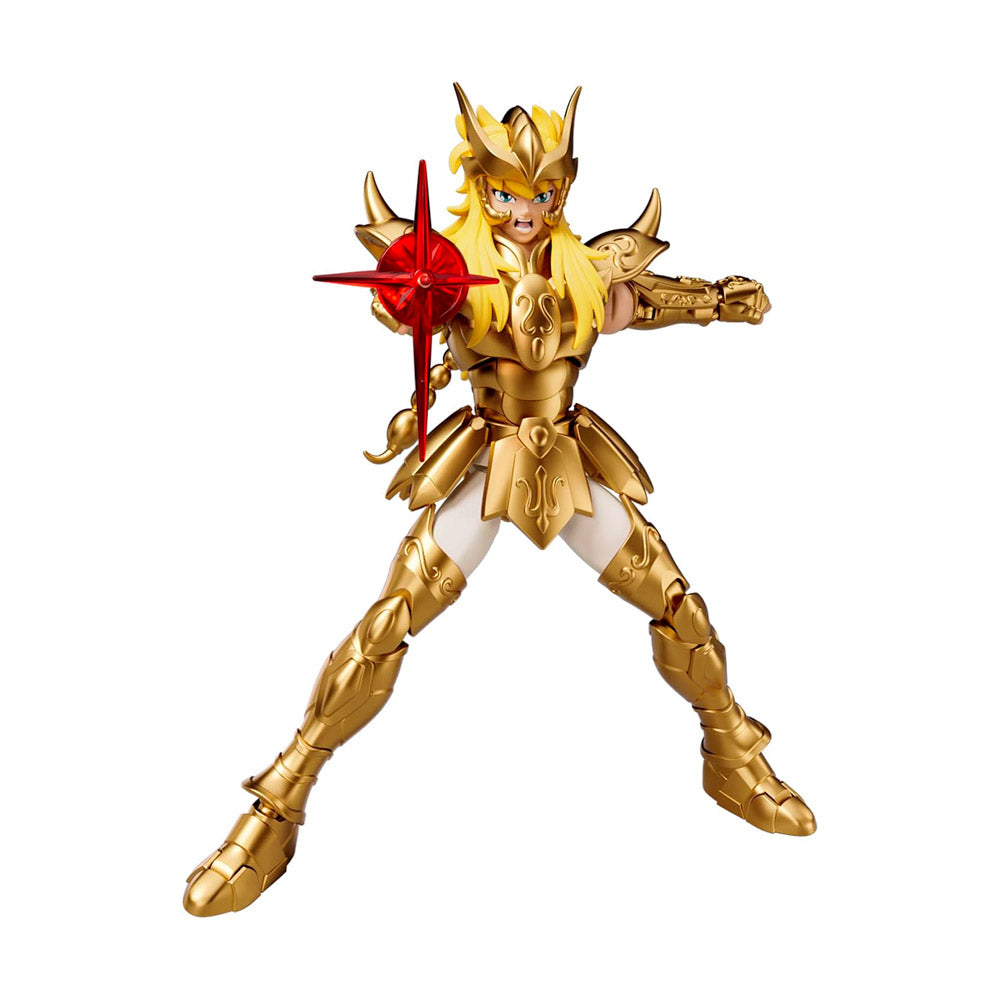 Figura Saint Seiya Milo de Escorpio en pose de batalla con armadura dorada detallada