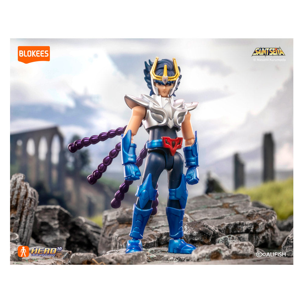 Figura Blokees sorpresa Saint Seiya colección de personaje con armadura y detalles azules