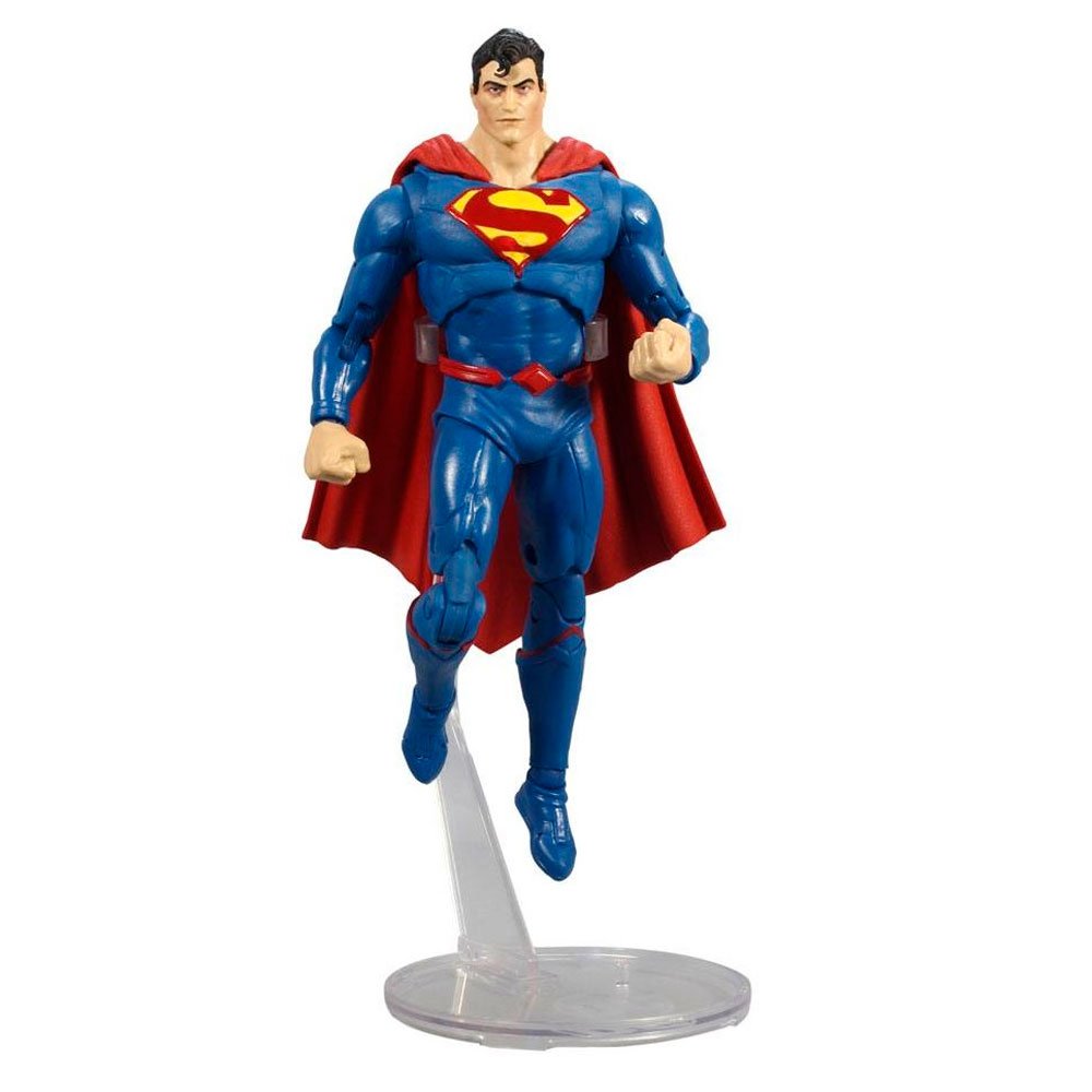 Figura superman mcfarlane chile en traje azul y capa roja con soporte transparente