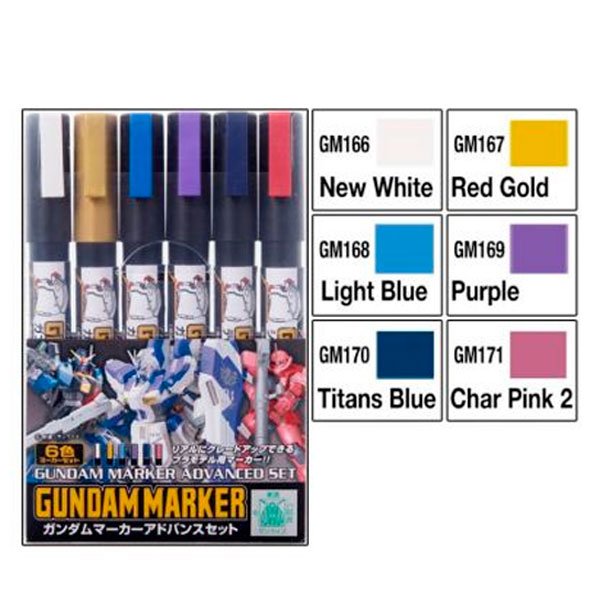 MR HOBBY GUNDAM MARKER ADVANCED SET (PACK DE 6)