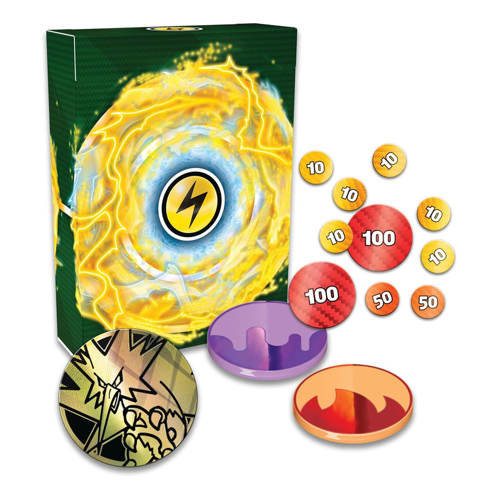 Baraja deluxe pokemon zapdos ex con fichas de puntos y soporte para cartas de The Pokemon Company