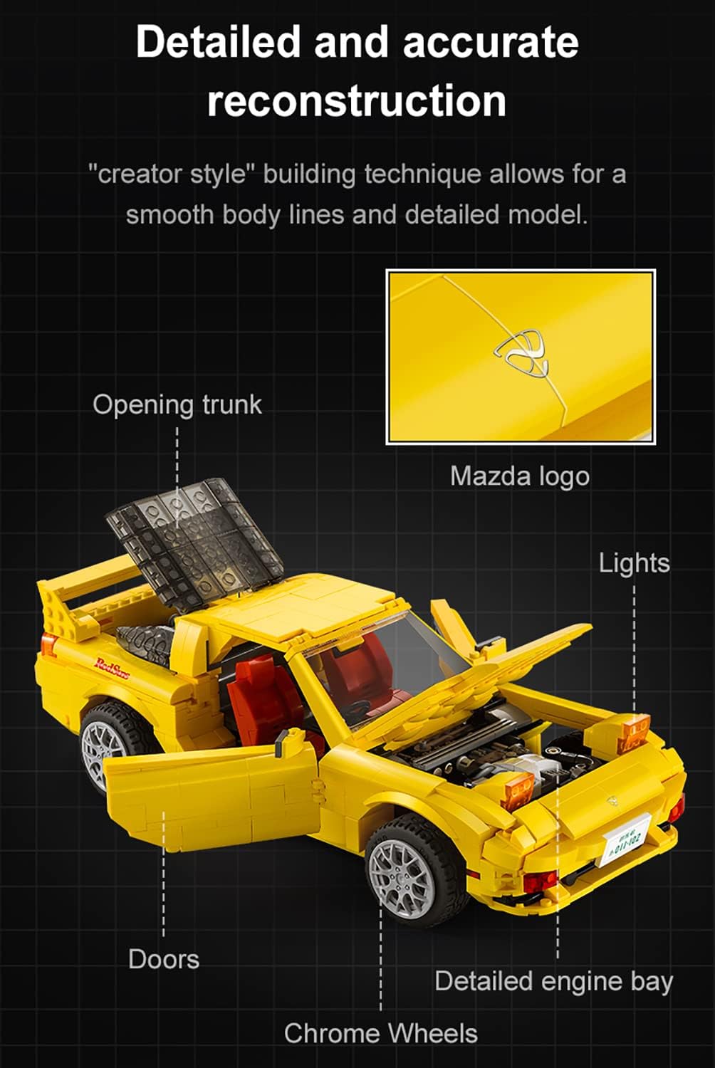 INITIAL D MAZDA FD35 RX-7 ARMABLE 1:12 (1655 PIEZAS) CADA