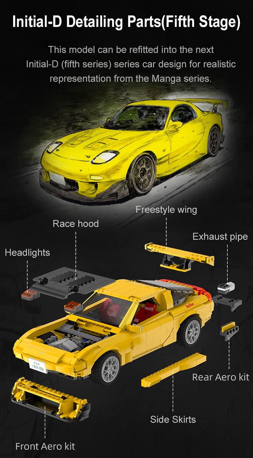 INITIAL D MAZDA FD35 RX-7 ARMABLE 1:12 (1655 PIEZAS) CADA