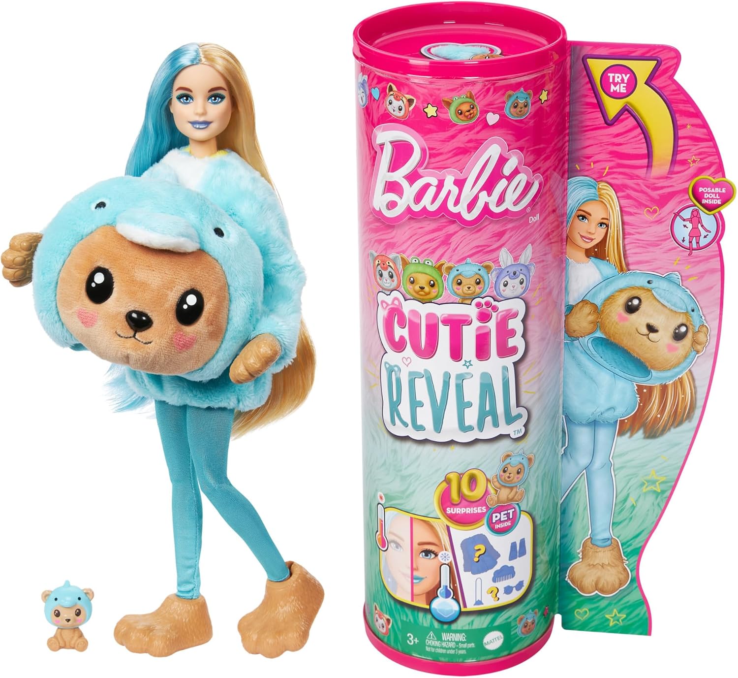 BARBIE CUTIE REVEAL DISFRAZ DE OSITO DELFÍN - MATTEL