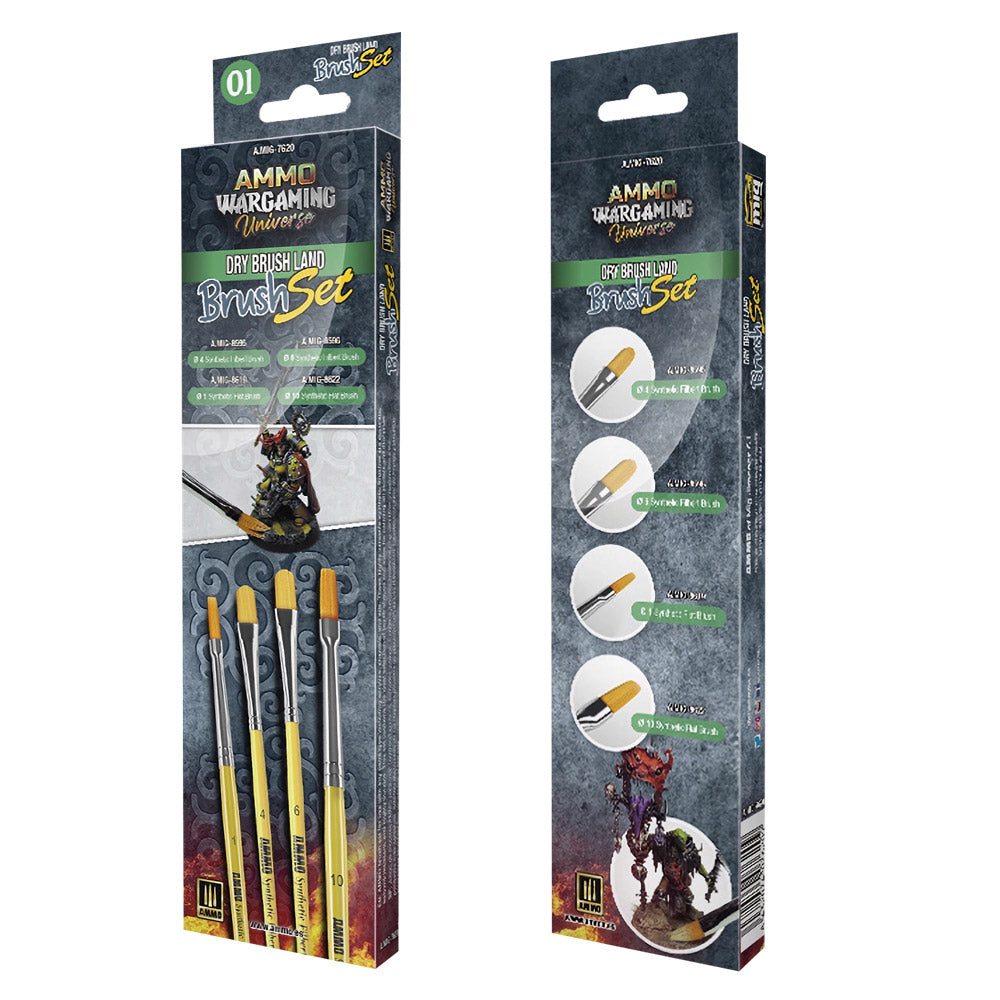 SET DE PINCELES AMMO WARGAMING UNIVERSE DRY BRUSH LAND BRUSH