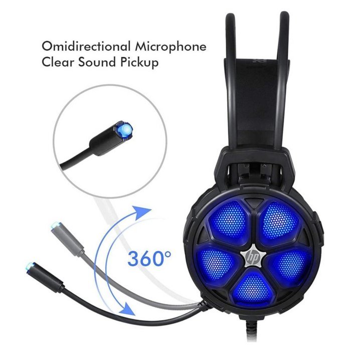 AUDÍFONO HP H400 NEGRO LED AZUL USB 2.0 - IRION Juguetería - 