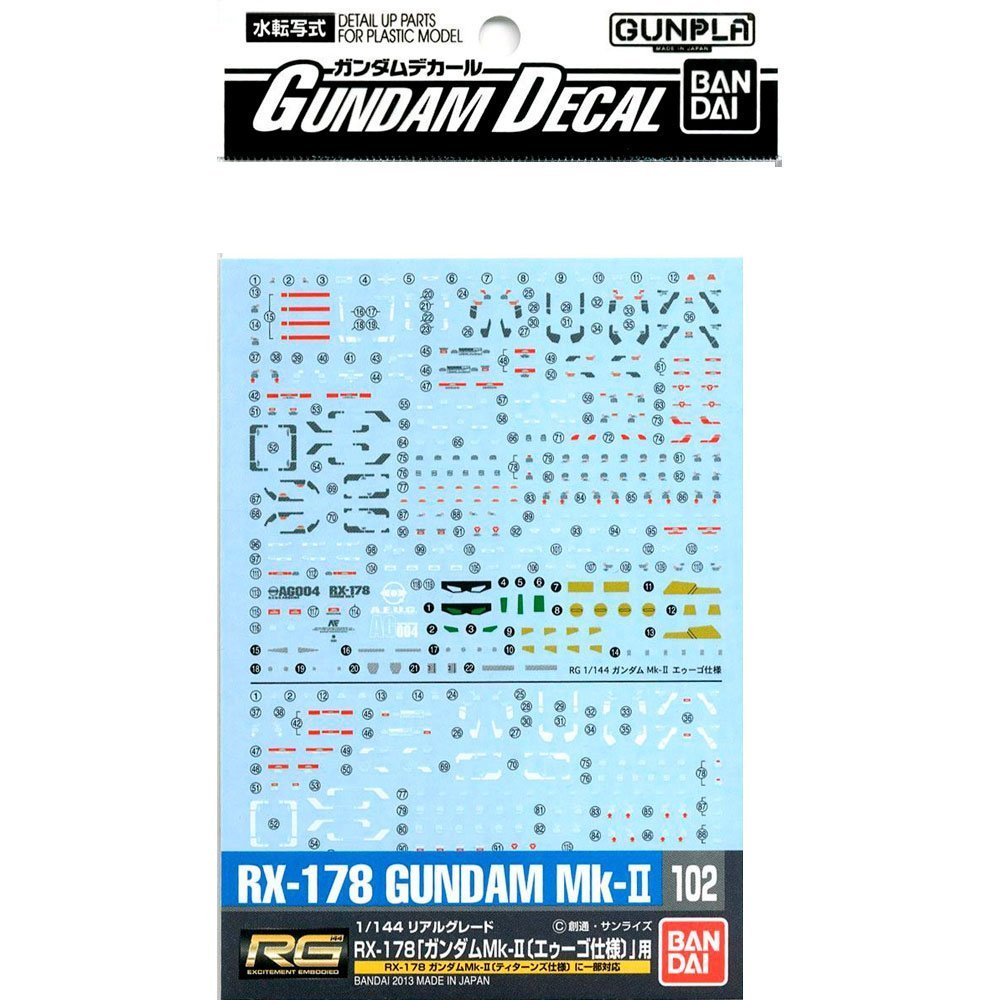 BANDAI GD102 GUNDAM DECAL RG GUNDAM MK.II