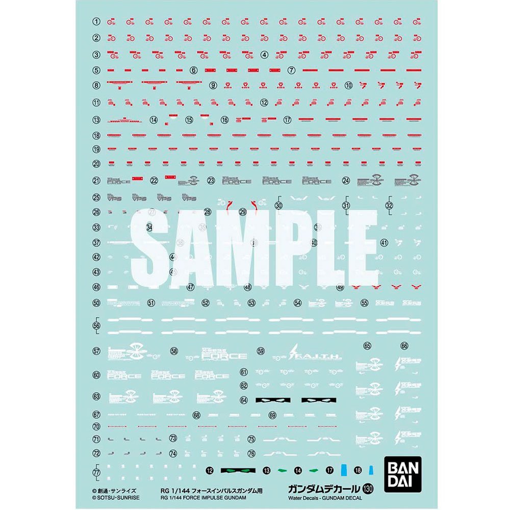 BANDAI GD130 GUNDAM DECAL FOR RG FORCE IMPULSE GUNDAM