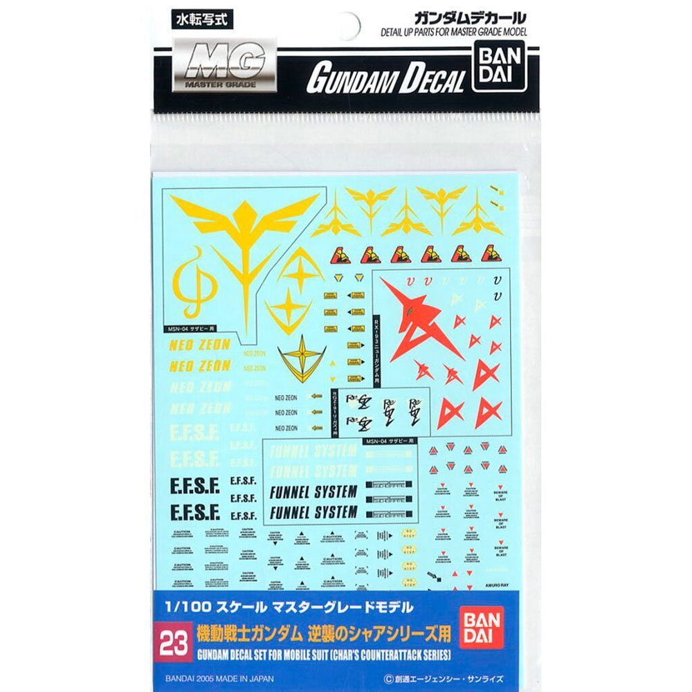 BANDAI GD23 GUNDAM DECAL CHAR´S COUNTER ATTACK MG SERIES