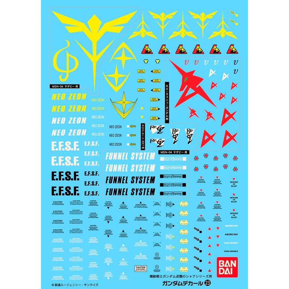 BANDAI GD23 GUNDAM DECAL CHAR´S COUNTER ATTACK MG SERIES - IRION Juguetería - 