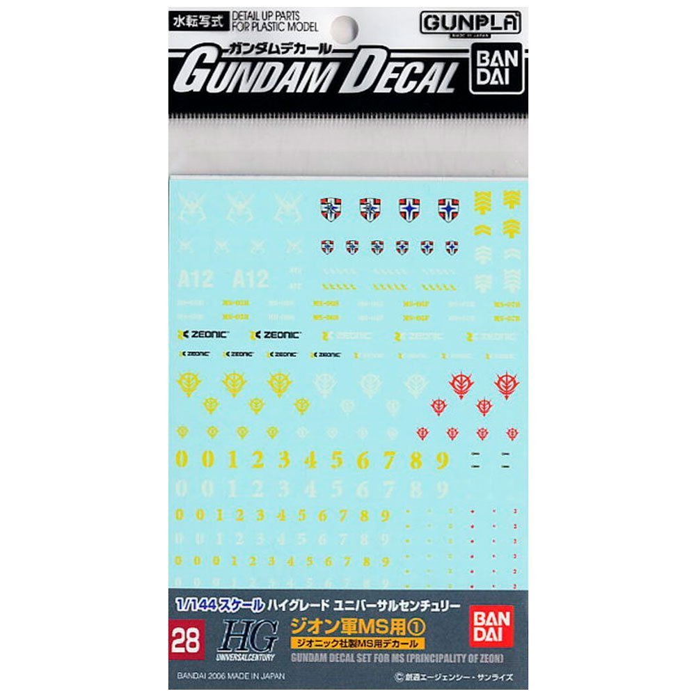 BANDAI GD28 GUNDAM DECAL HGUC ZEON MS #1 DECAL