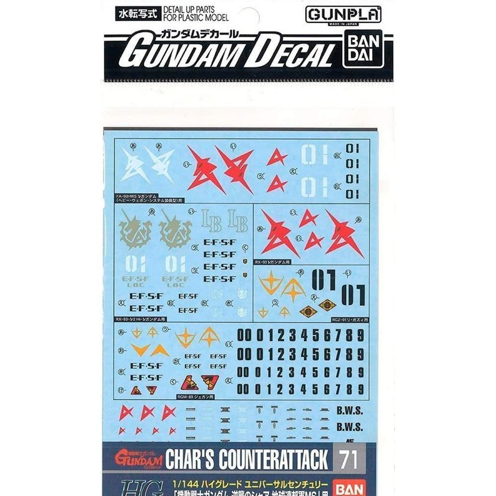 BANDAI GD71 GUNDAM DECAL EFSF CHAR´S COUNTERATTACK VER. - IRION Juguetería - 