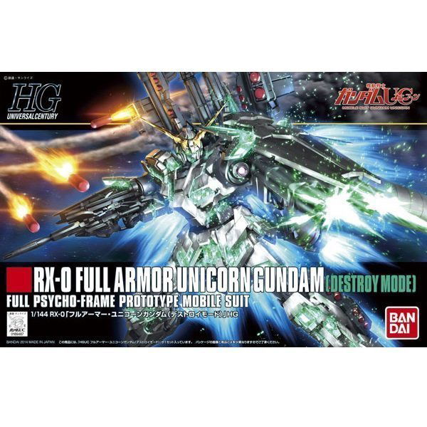 BANDAI HG MOBILE SUIT RX-0 FULL ARMOR UNICORN GUNDAM [DESTROY MODE] - IRION Juguetería - 