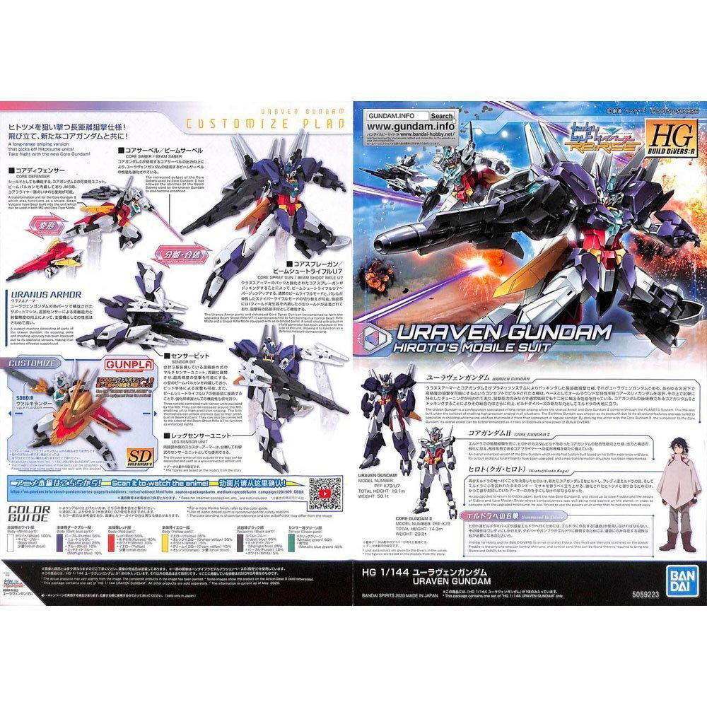 BANDAI HG MOBILE SUIT URAVEN GUNDAM - IRION Juguetería - 