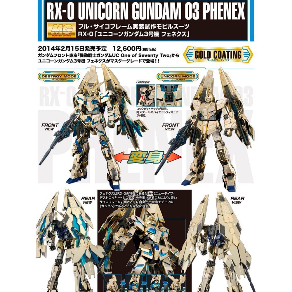 BANDAI MG MOBILE SUIT UNICORN GUNDAM 03 PHENEX - IRION Juguetería - 