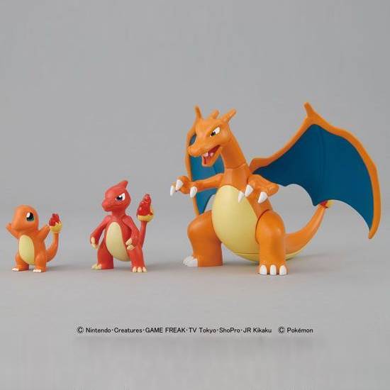 BANDAI POKEMON PLAMO CHARIZARD (CHARMANDER Y CHARMELEON INCLUIDO) - IRION Juguetería - 