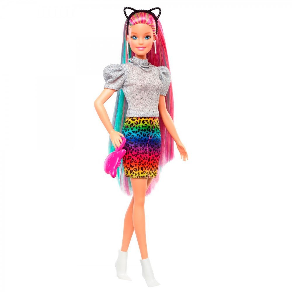 BARBIE PELO ARCOIRIS LEOPARDO - IRION Juguetería - 