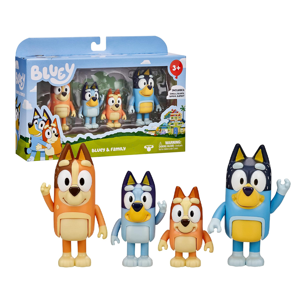 BLUEY Y SU FAMILIA SET 4 FIGURAS A | MOOSE - IRION Juguetería - 
