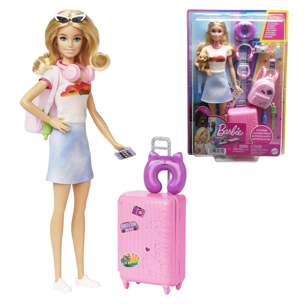 BARBIE MALIBU VIAJERA CON MASCOTA Y ACCESORIOS | MATTEL