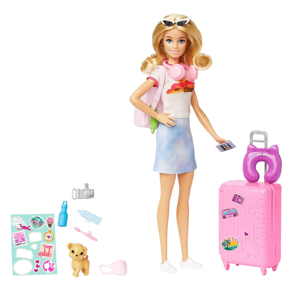 BARBIE MALIBU VIAJERA CON MASCOTA Y ACCESORIOS | MATTEL