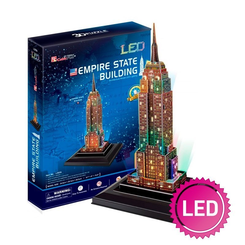 CUBICFUN PUZZLE 3D EMPIRE STATE LED (38 PIEZAS) - IRION Juguetería - 