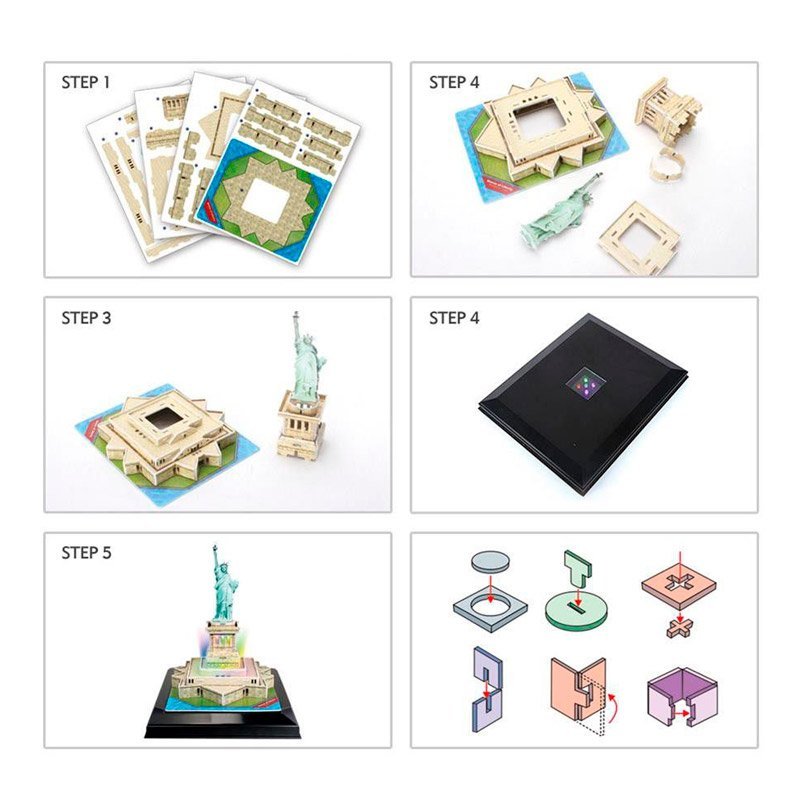 CUBICFUN PUZZLE 3D ESTATUA DE LA LIBERTAD LED (37 PIEZAS) - IRION Juguetería - 