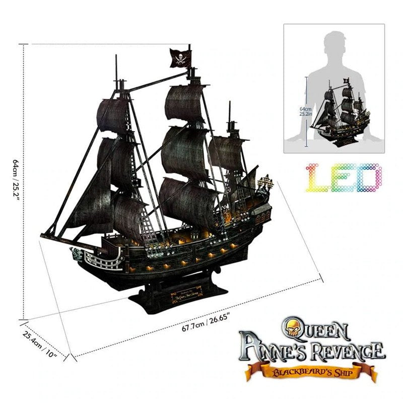 CUBICFUN PUZZLE 3D PERLA NEGRA LED (NEW QUEEN ANNE'S REVENGE) - IRION Juguetería - 