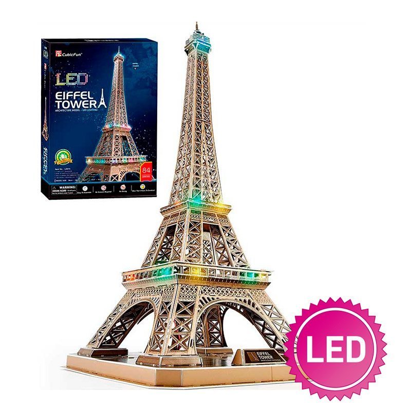 CUBICFUN PUZZLE 3D TORRE EIFFEL LED (84 PIEZAS) - IRION Juguetería - 