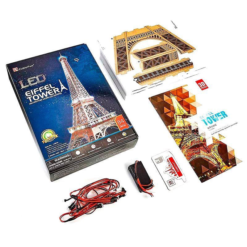 CUBICFUN PUZZLE 3D TORRE EIFFEL LED (84 PIEZAS) - IRION Juguetería - 