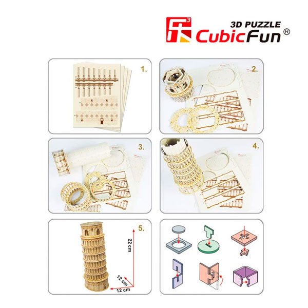 CUBICFUN WORLD´S GREAT ARCHITECTURE PUZZLE 3D LEANING TOWER OF PISA (30 PIEZAS) - IRION Juguetería - 