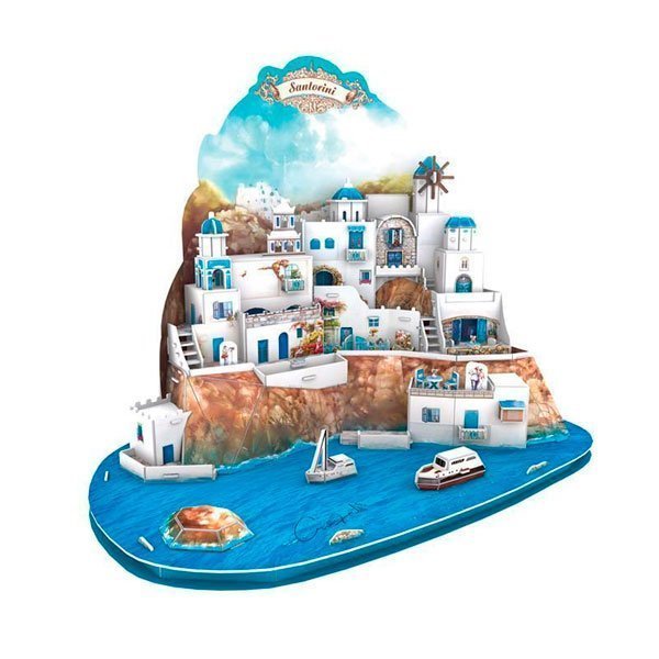CUBICFUN WORLD´S GREAT ARCHITECTURE PUZZLE 3D SANTORINI ISLAND (129 PIEZAS) - IRION Juguetería - 