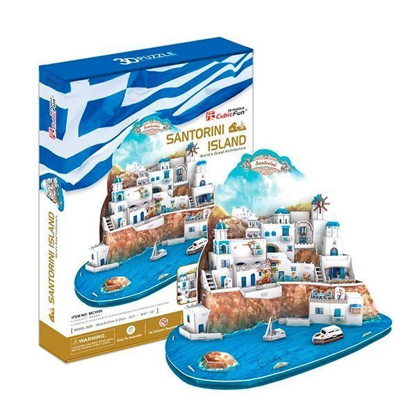 CUBICFUN WORLD´S GREAT ARCHITECTURE PUZZLE 3D SANTORINI ISLAND (129 PIEZAS) - IRION Juguetería - 
