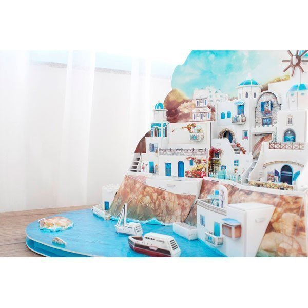 CUBICFUN WORLD´S GREAT ARCHITECTURE PUZZLE 3D SANTORINI ISLAND (129 PIEZAS) - IRION Juguetería - 