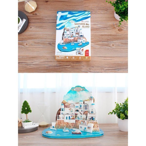 CUBICFUN WORLD´S GREAT ARCHITECTURE PUZZLE 3D SANTORINI ISLAND (129 PIEZAS) - IRION Juguetería - 