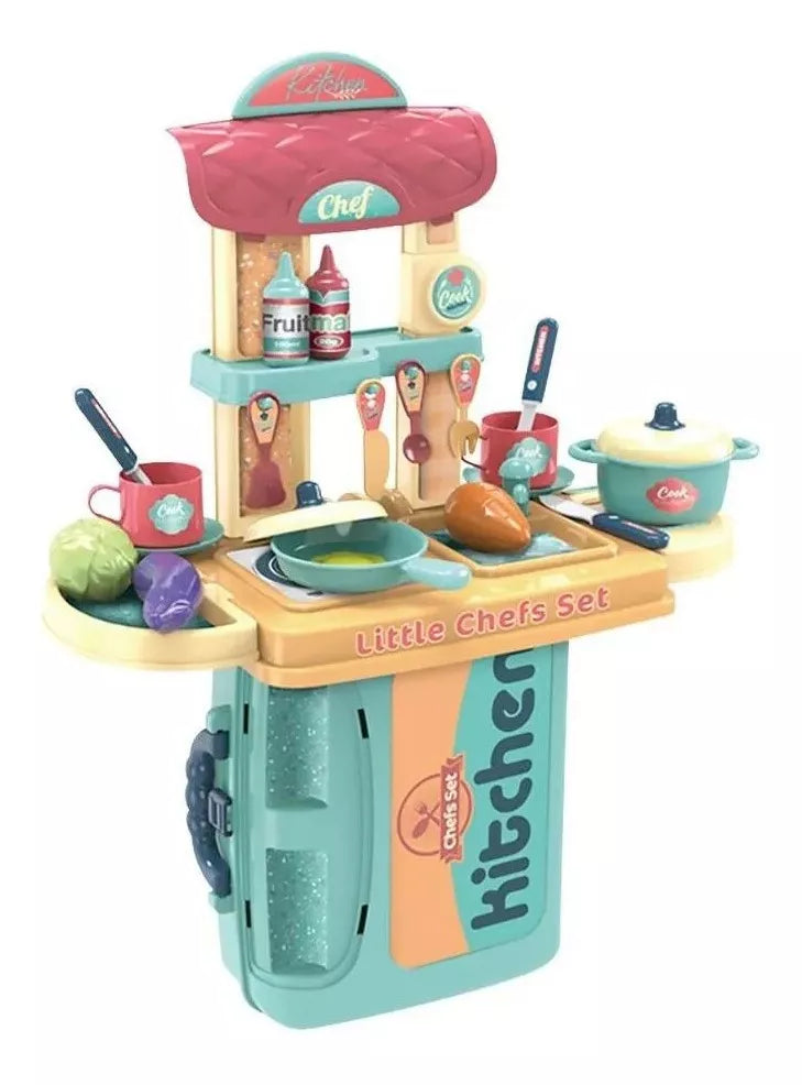 SET DE COCINA JUGUETE MALETÍN 3 EN 1 VERDE LITTLE CHEF