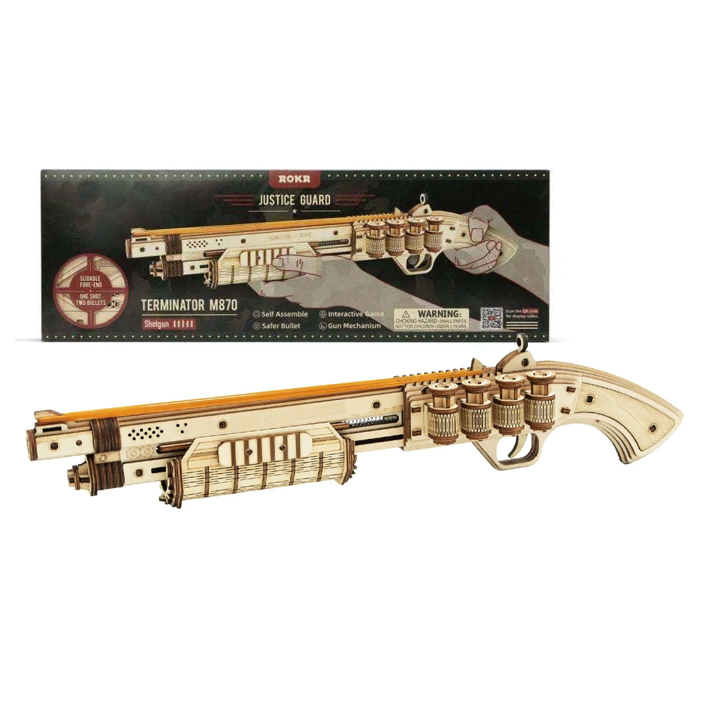 ESCOPETA DE MADERA TERMINATOR M870 ARMABLE PUZZLE 3D | ROBOTIME - IRION Juguetería - 