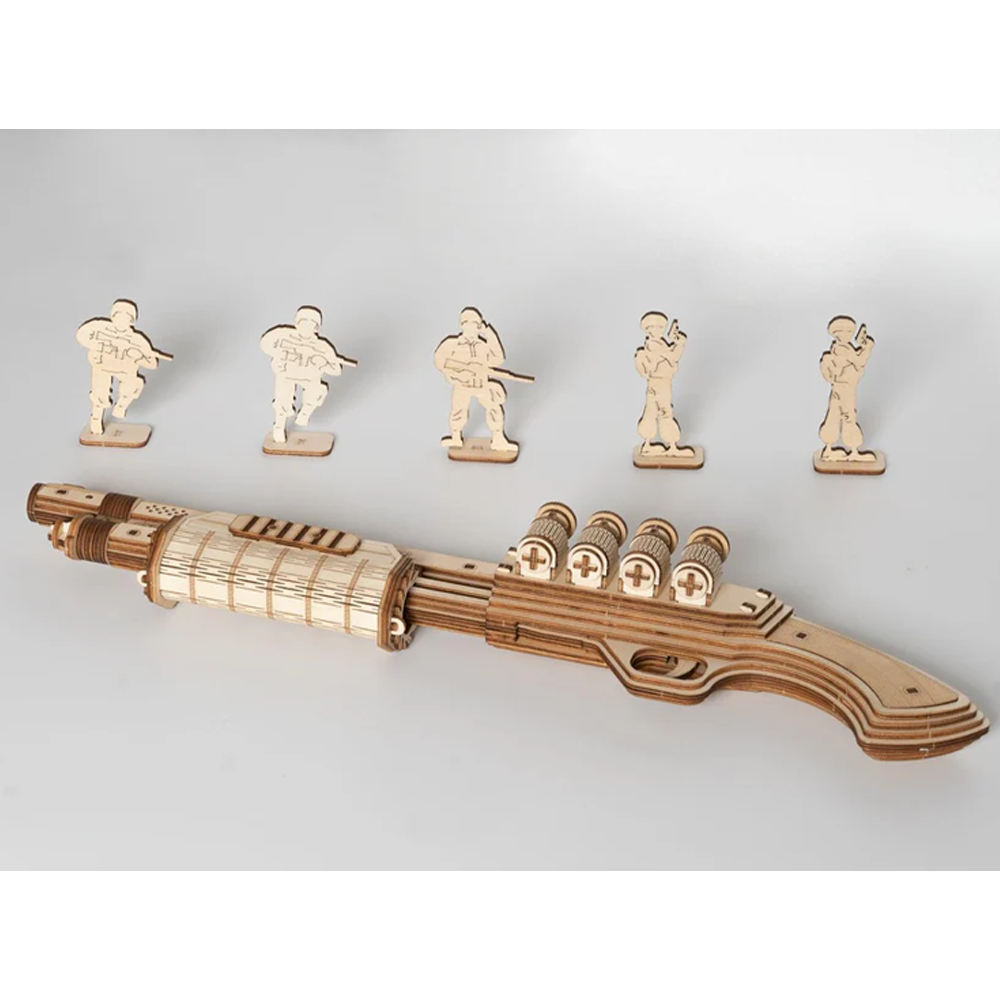 ESCOPETA DE MADERA TERMINATOR M870 ARMABLE PUZZLE 3D | ROBOTIME - IRION Juguetería - 