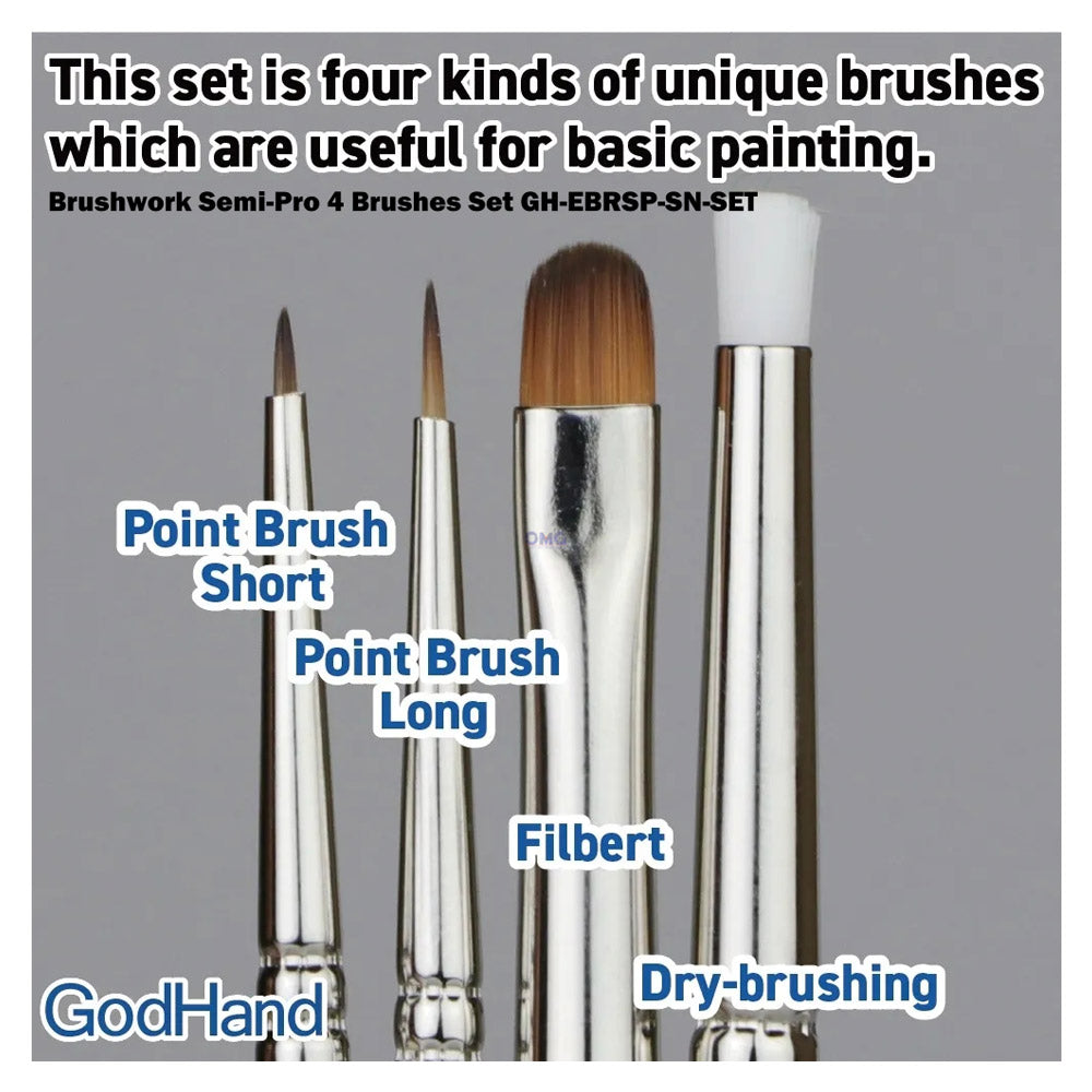 GODHAND BRUSHWORK SEMI-PRO 4 SET DE 4 PINCELES