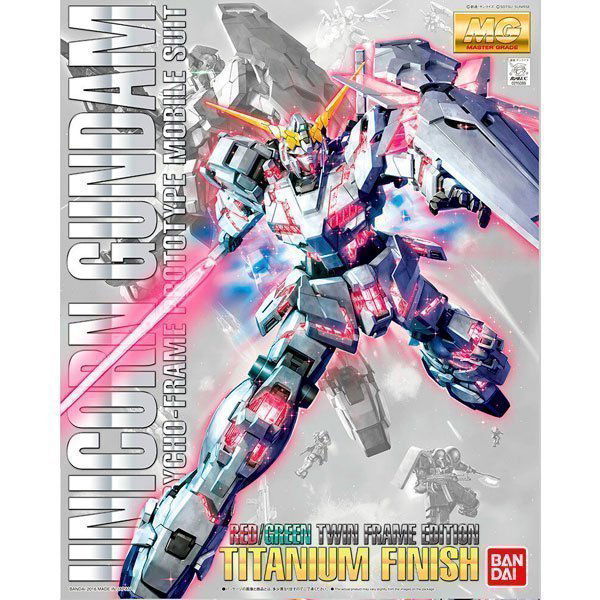 BANDAI MG MOBILE SUIT UNICORN GUNDAM TITANIUM FINISH RED/GREEN TWIN FRAME EDITION - IRION Juguetería - 