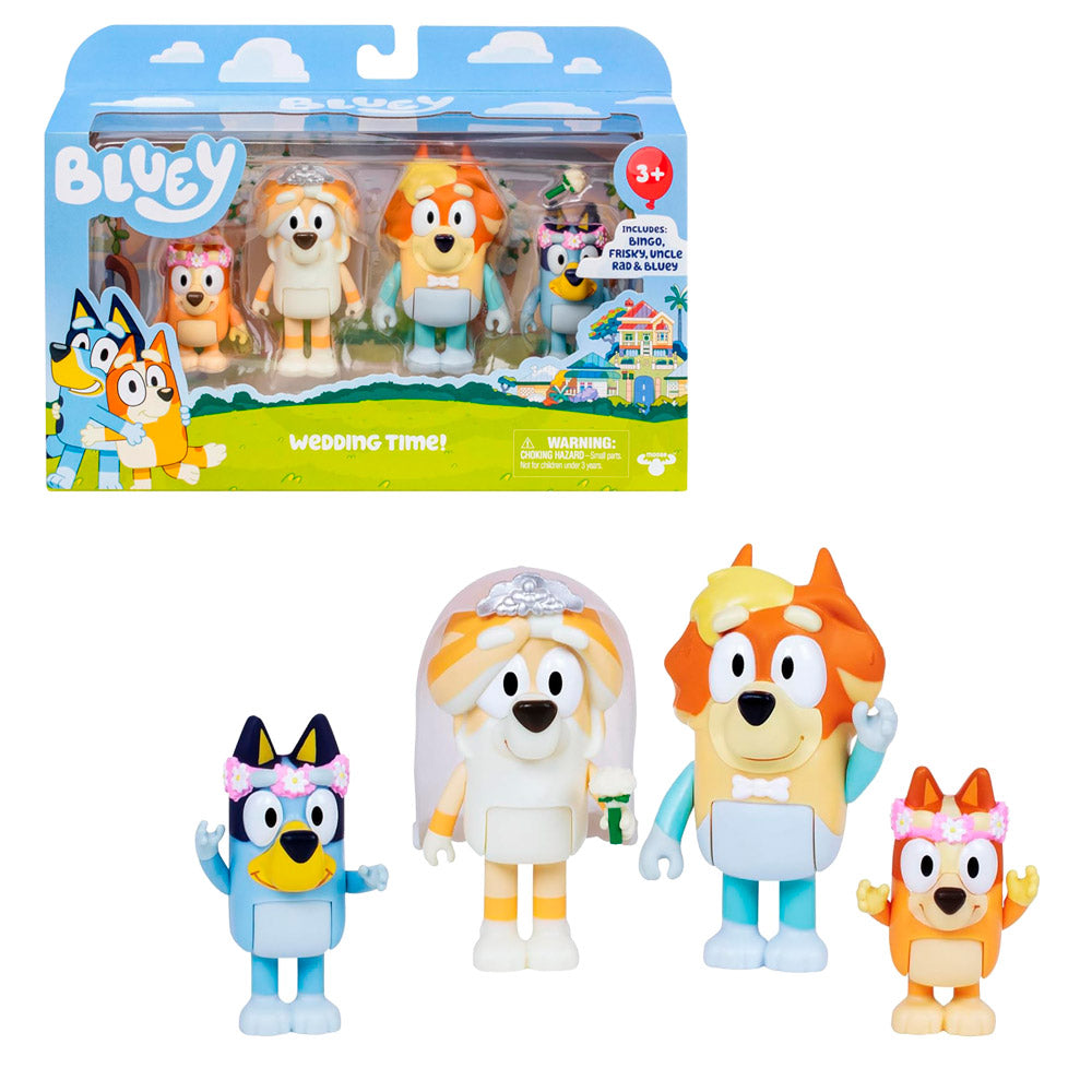 BLUEY Y SU FAMILIA SET 4 FIGURAS BODA | MOOSE