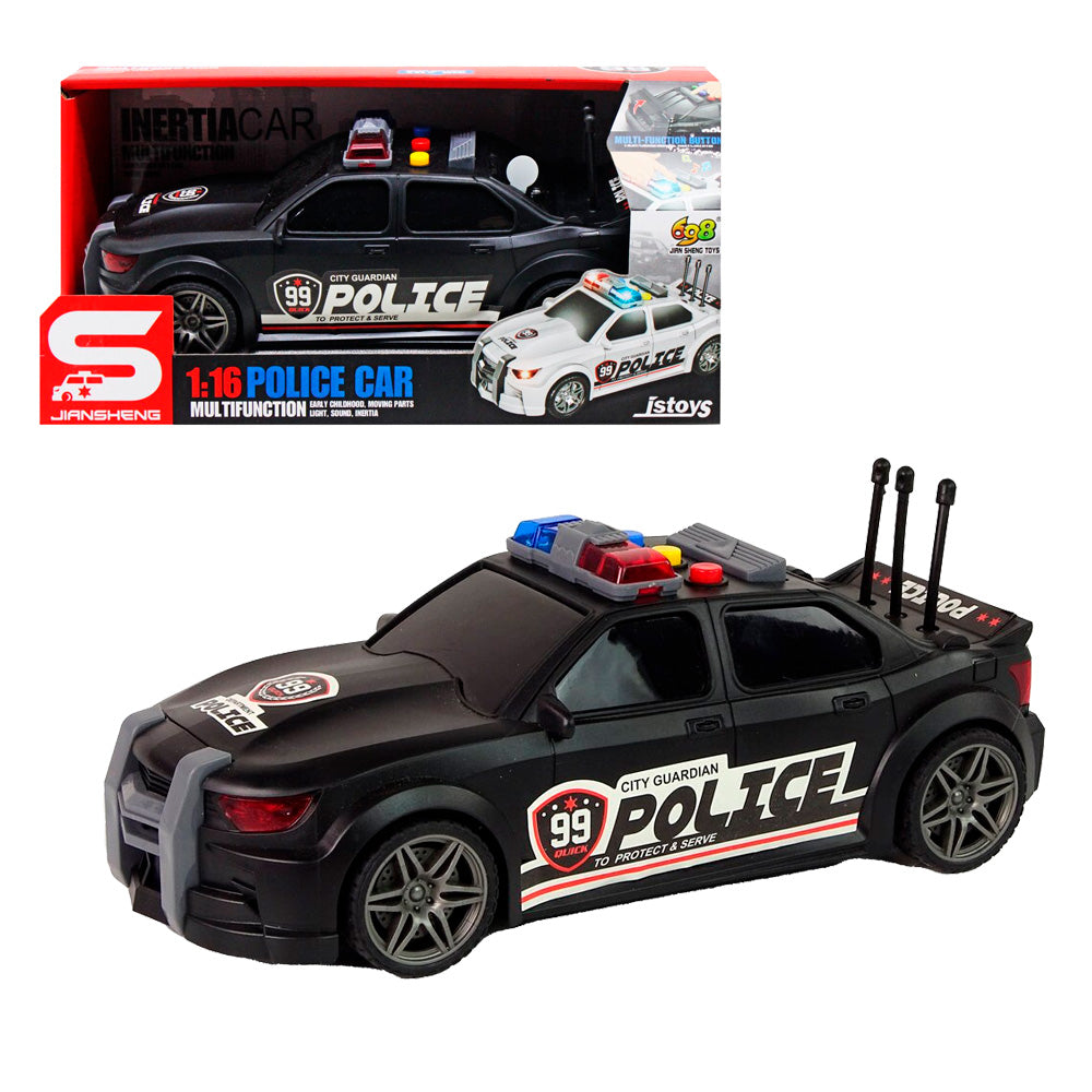 VEHÍCULO AUTO DE POLICÍA ELECTRÓNICO NEGRO | JSTOYS