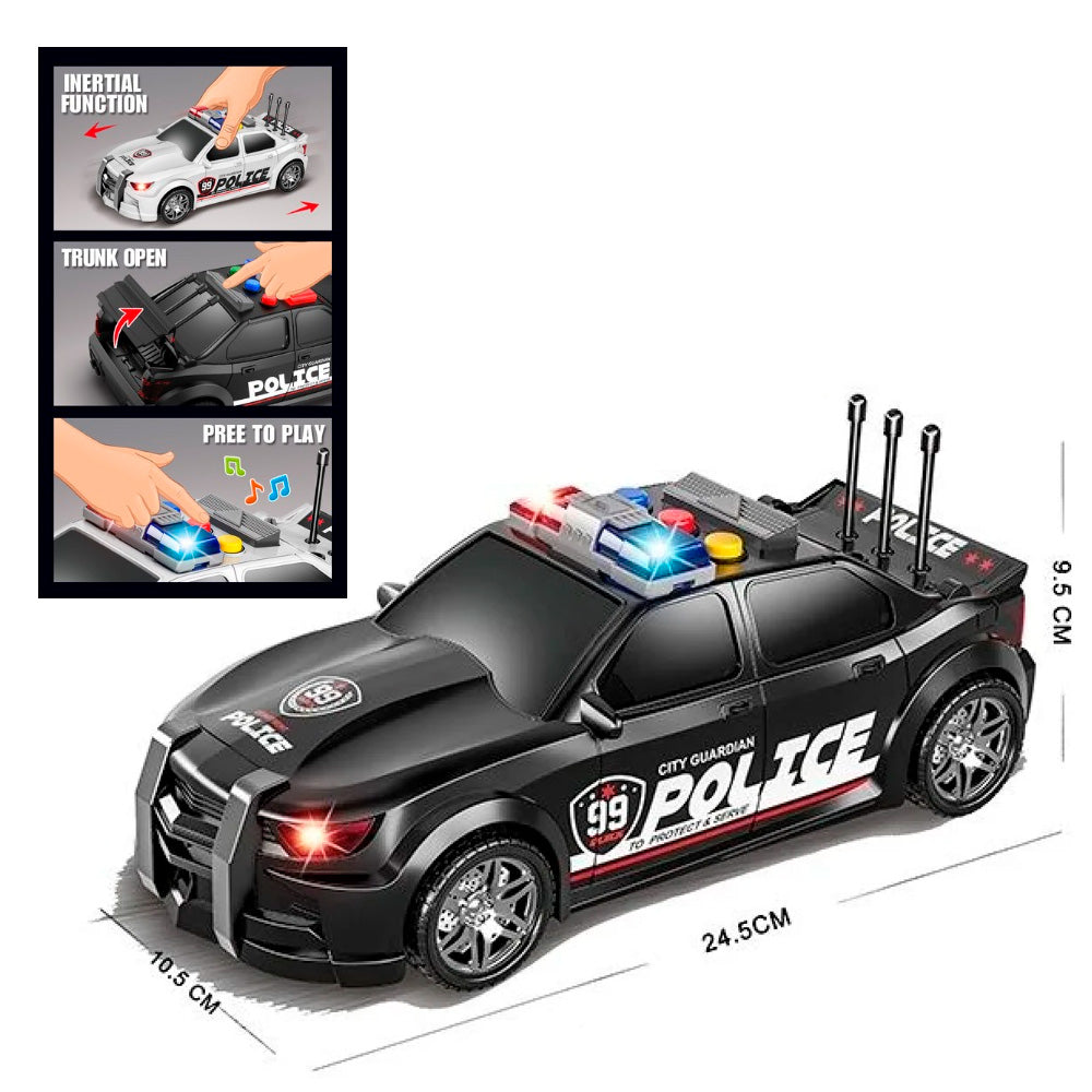 VEHÍCULO AUTO DE POLICÍA ELECTRÓNICO NEGRO | JSTOYS