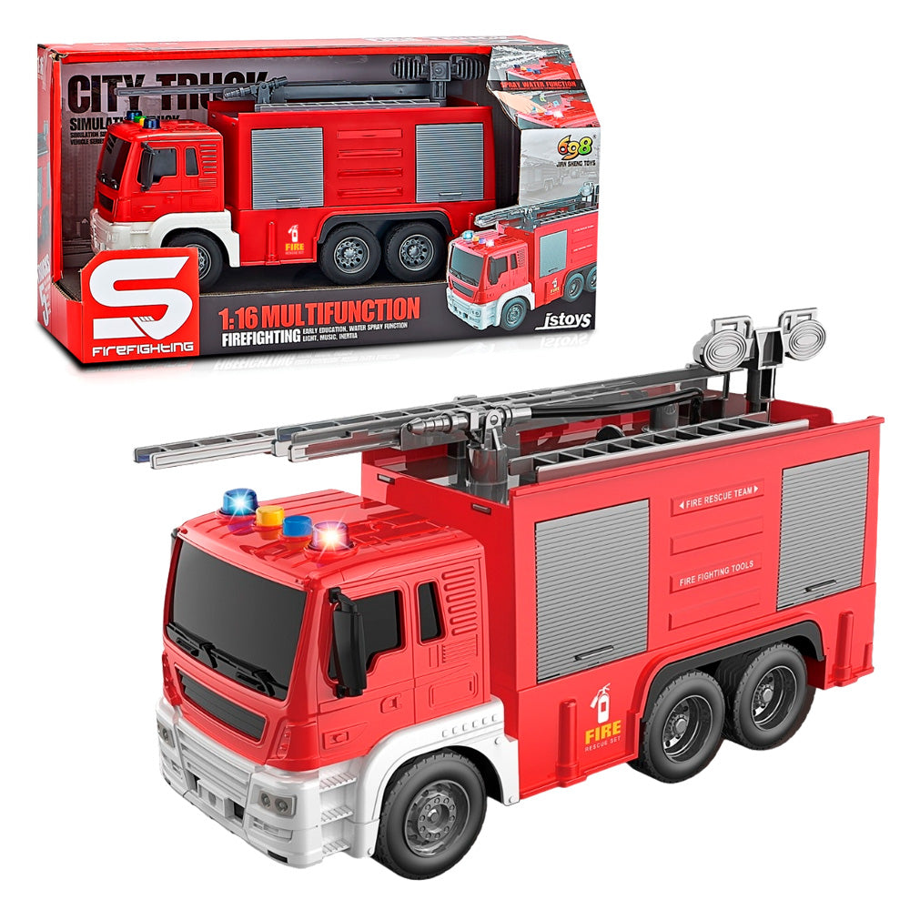 VEHÍCULO CAMIÓN DE BOMBEROS LANZA AGUA | JSTOYS