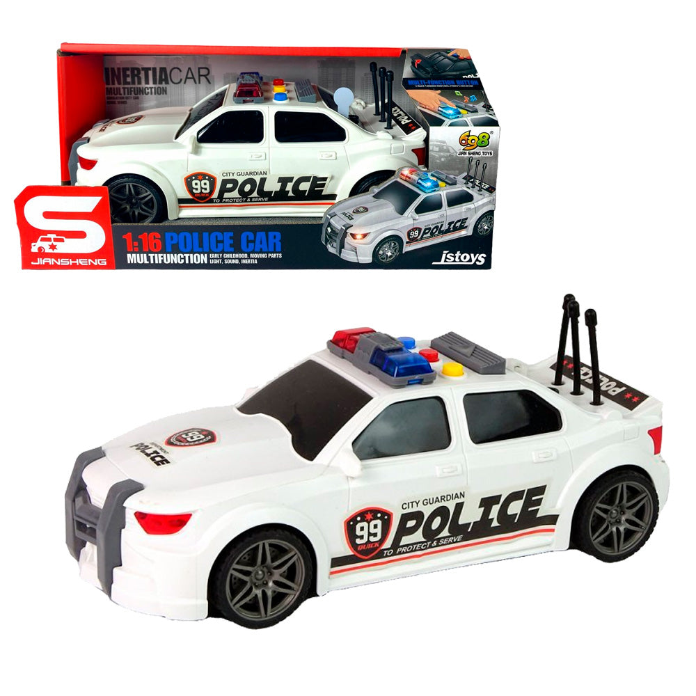 VEHÍCULO AUTO DE POLICÍA ELECTRÓNICO BLANCO | JSTOYS