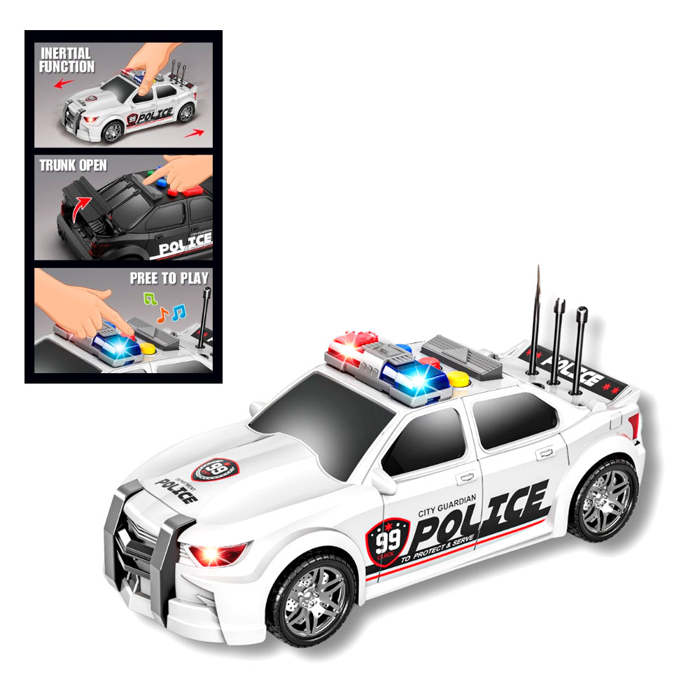 VEHÍCULO AUTO DE POLICÍA ELECTRÓNICO BLANCO | JSTOYS