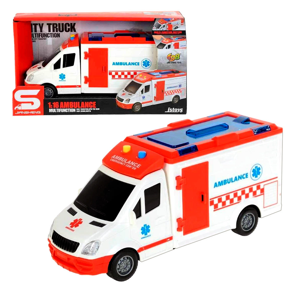 VEHÍCULO AMBULANCIA ELECTRÓNICA BLANCA | JSTOYS