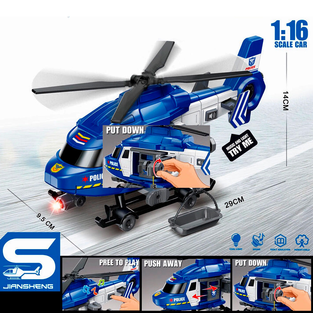 VEHÍCULO HELICÓPTERO POLICIAL ELECTRÓNICO | JSTOYS