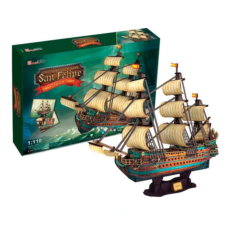 CUBICFUN PUZZLE 3D ARMADA ESPAÑOLA / SAN FELIPE (248 PIEZAS) - IRION Juguetería - 